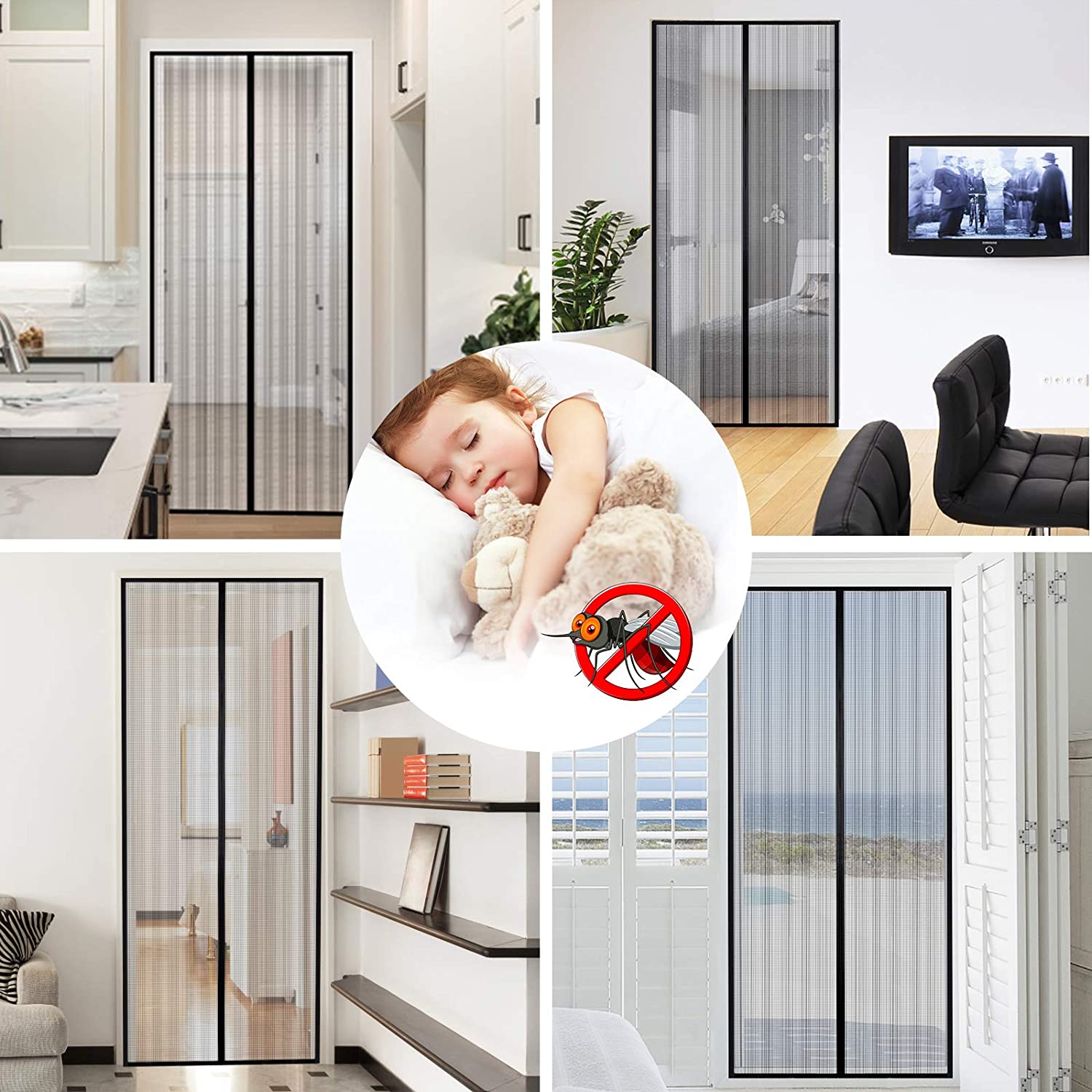 Moustiquaire Magnétique Résistante Noire 4 Moustiquaire Magnétique Résistante Noire